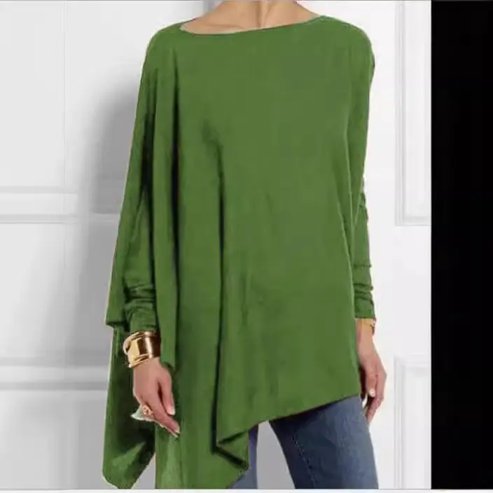2022 Green Long Sleeve Loose T-Shirt Casual Wear