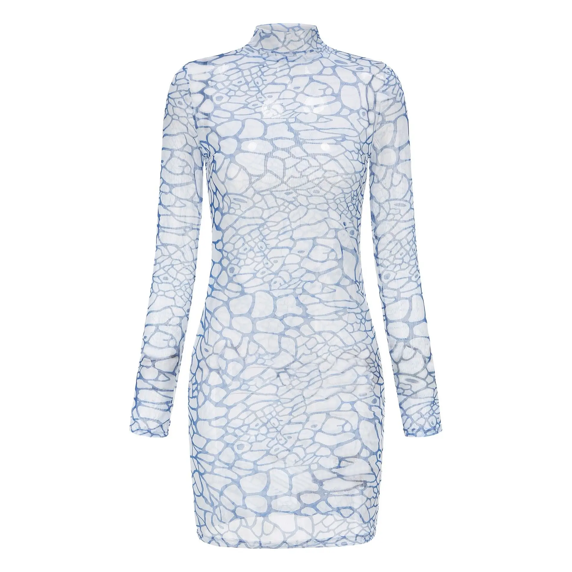 2025 Printed High Neck Mesh Dress for Women - Image 5