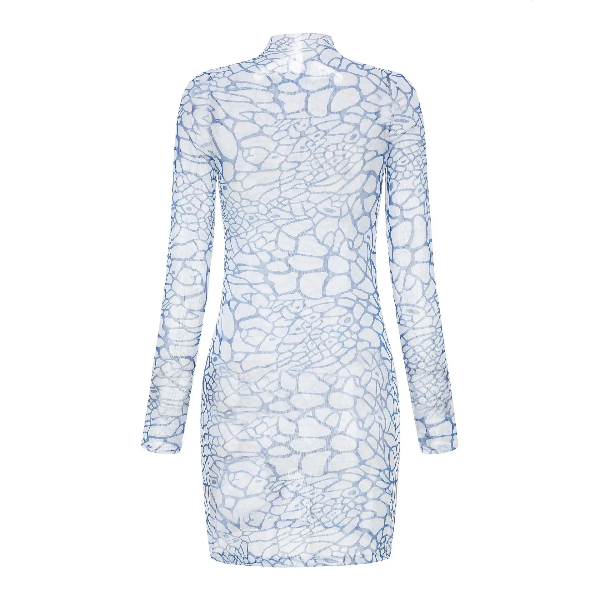2025 Printed High Neck Mesh Dress for Women - Image 6