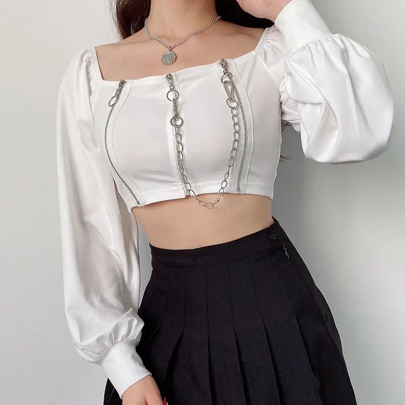 2025 Black Chain Zipper Top with Choker - Image 6