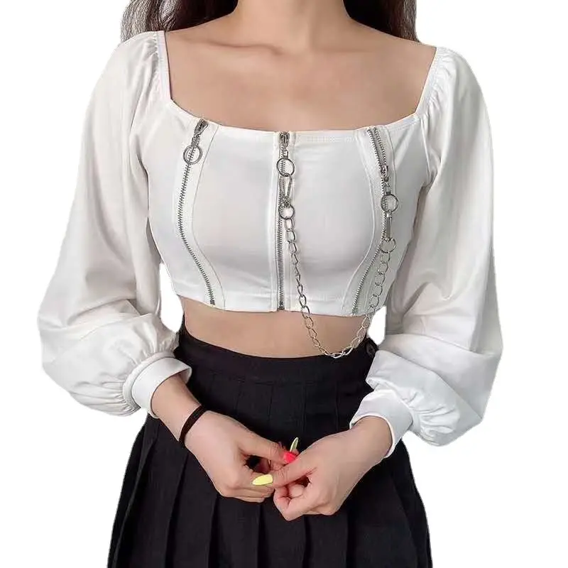 2025 Black Chain Zipper Top with Choker - Image 7