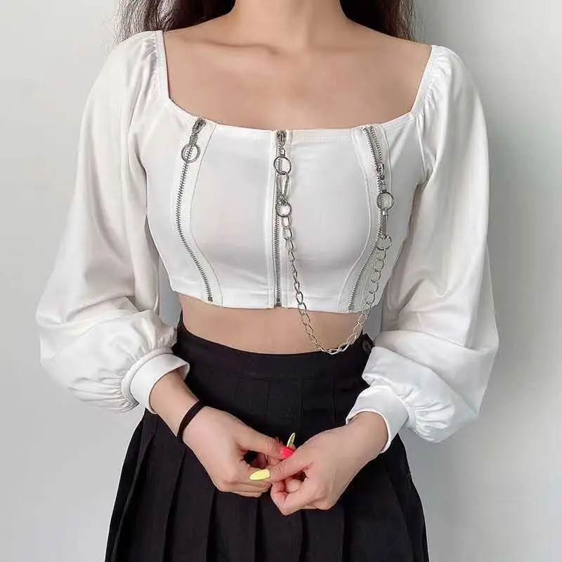 2025 Black Chain Zipper Top with Choker - Image 2