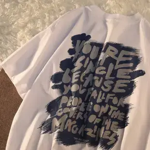 Women Summer T-Shirt Purple Letter Print Loose Fit — feature 13