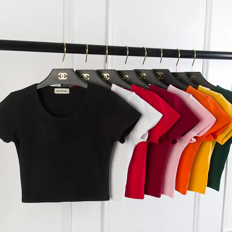 Black Navel-Exposed T-Shirt Women Short Sleeve - Image 11