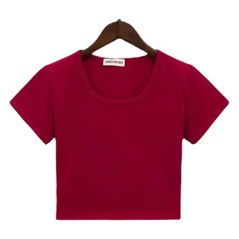 Black Navel-Exposed T-Shirt Women Short Sleeve