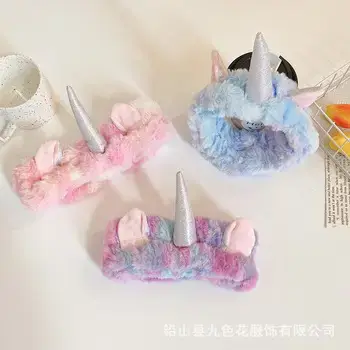 Blue Fleece Bow Hair Band for Women — feature 4