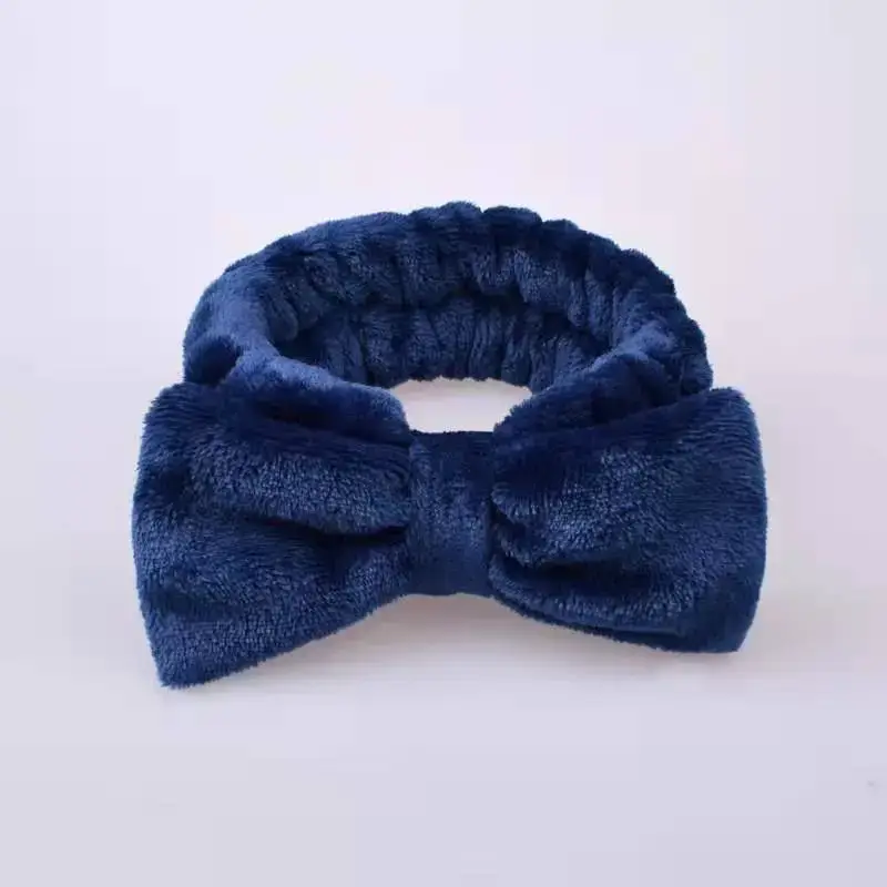 Blue Fleece Bow Hair Band for Women - Image 10