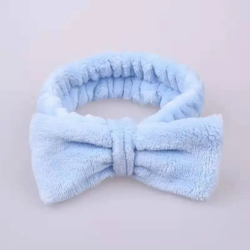 Blue Fleece Bow Hair Band for Women - Image 4