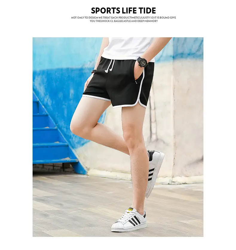 Men Blue Striped Running Shorts Korean Style — feature 8