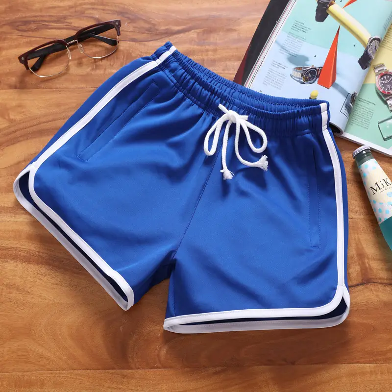 Men Blue Striped Running Shorts Korean Style