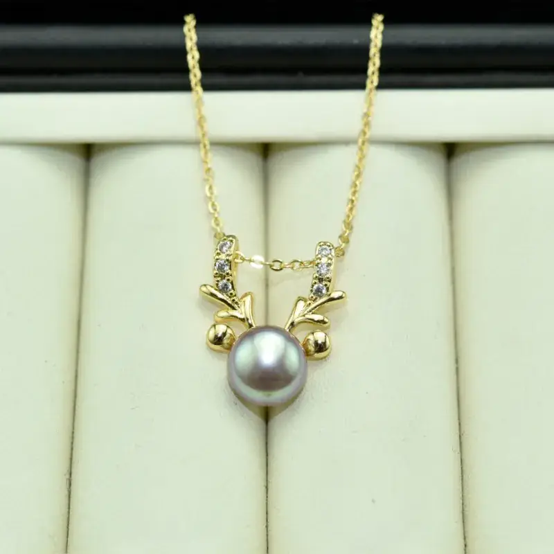 Pearl Little Deer Necklace Real Gold Color Retaining - Image 3