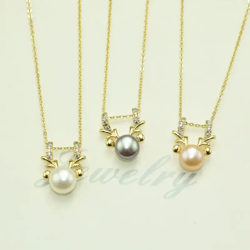 Pearl Little Deer Necklace Real Gold Color Retaining - Image 5