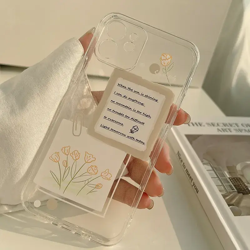 Hand-Painted Flower 17Pro Max Apple 14 Phone Case 11 Silicone 16 Full Coverage 8P - Image 4