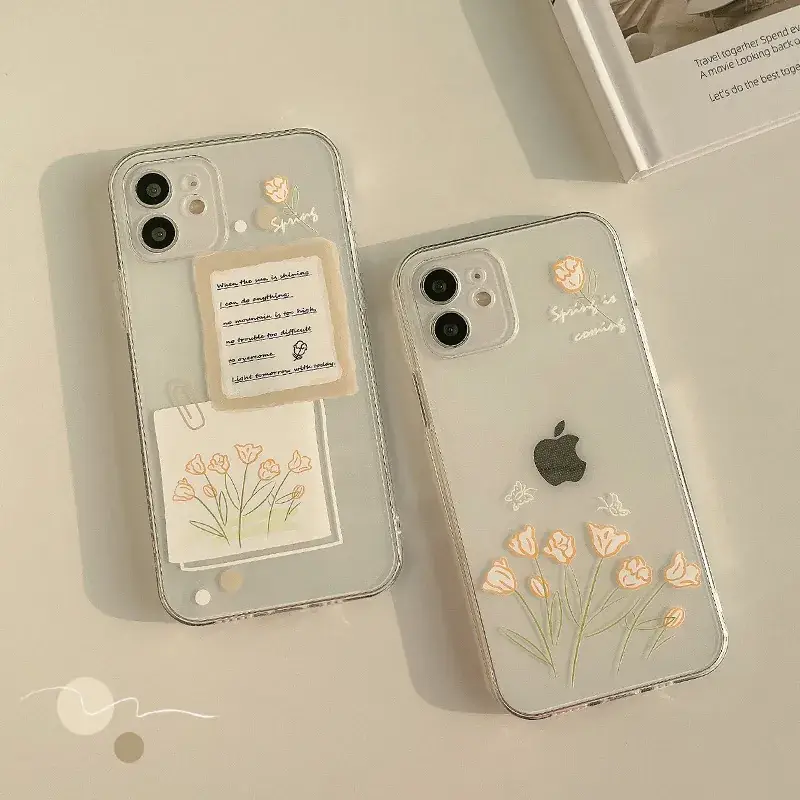 Hand-Painted Flower 17Pro Max Apple 14 Phone Case 11 Silicone 16 Full Coverage 8P - Image 5