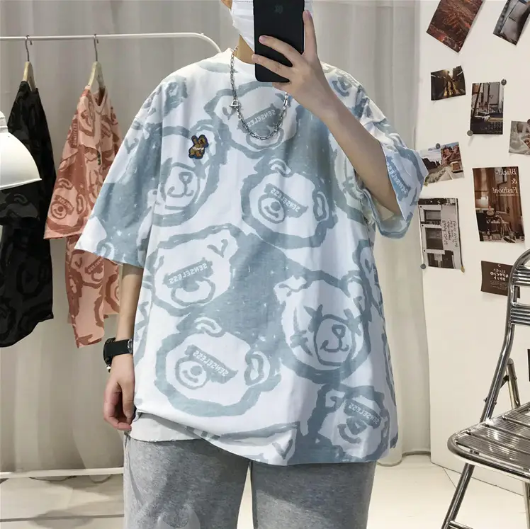Harajuku Pink Bear Print T-Shirt Women — feature 13