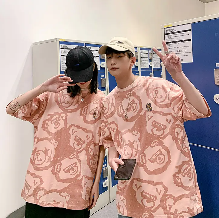 Harajuku Pink Bear Print T-Shirt Women — feature 3