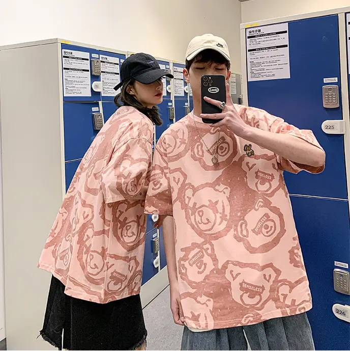 Harajuku Pink Bear Print T-Shirt Women — feature 4