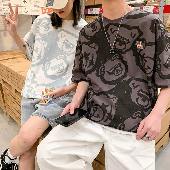 Harajuku Pink Bear Print T-Shirt Women — feature 8