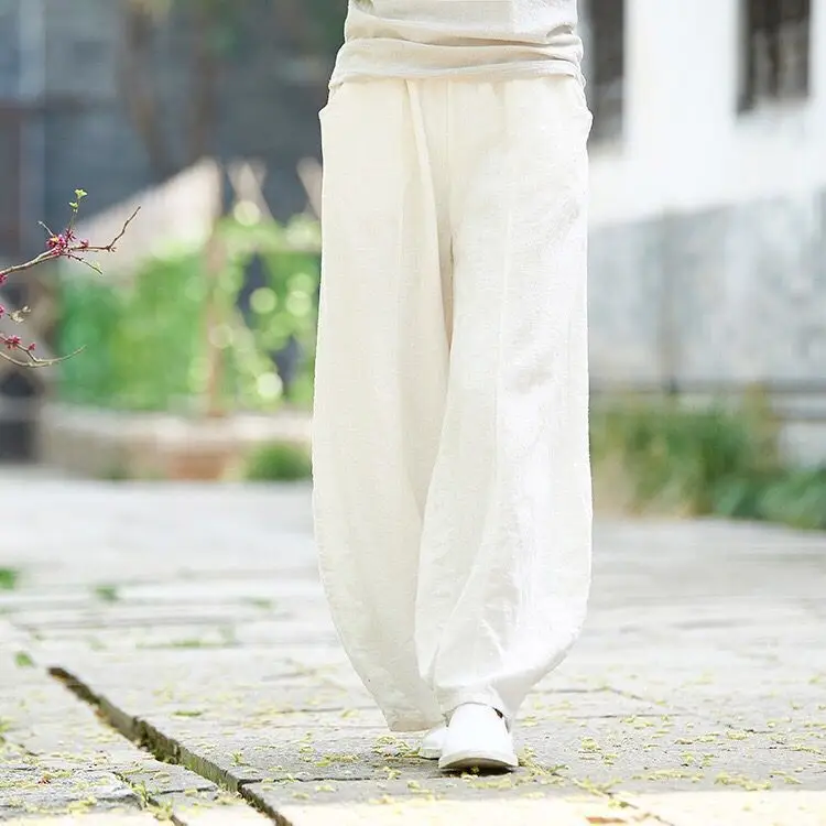 Women's White Linen Bloomers Spring Autumn Casual Wear - Image 7