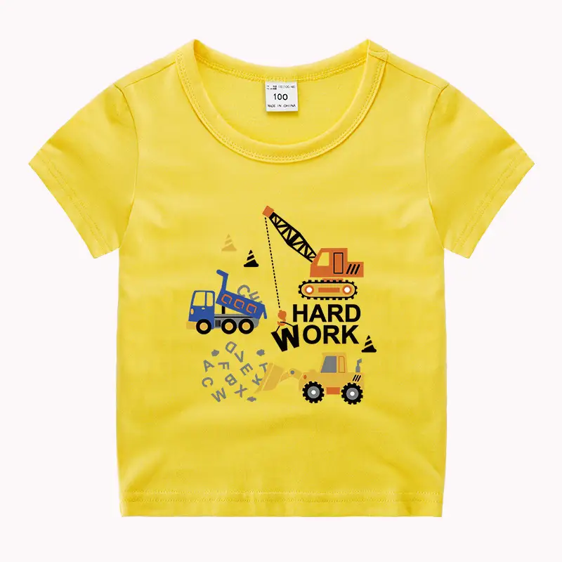 Kids T-Shirt Blue Excavator Print 100% Cotton - Image 2