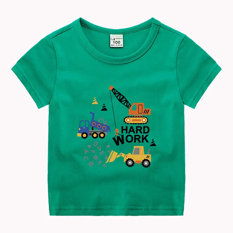 Kids T-Shirt Blue Excavator Print 100% Cotton - Image 5