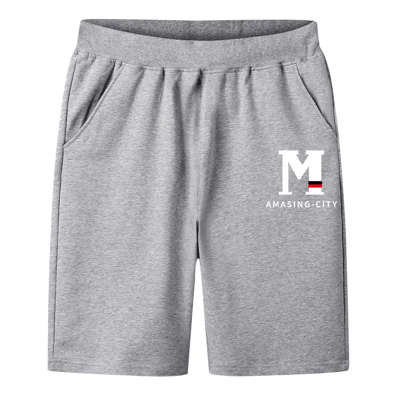 Children Cotton Shorts Grey Five Point Print 110-160