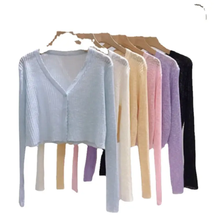 Women White Knitted Cardigan Long Sleeve Summer Top - Image 13