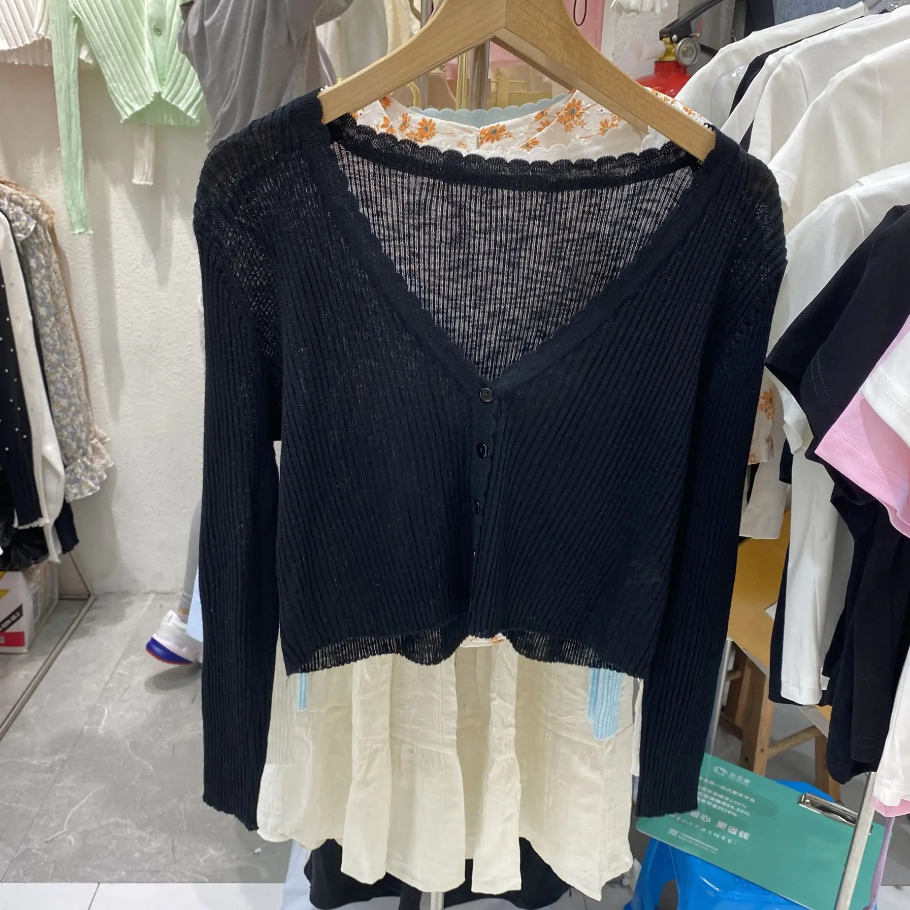 Women White Knitted Cardigan Long Sleeve Summer Top — feature 8