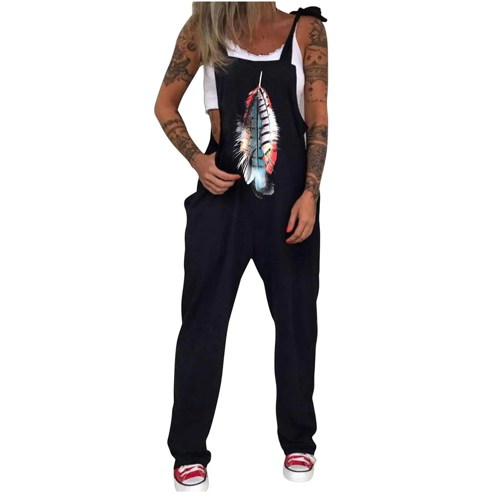 Black Printed Skull & Heart Trousers Set for Women