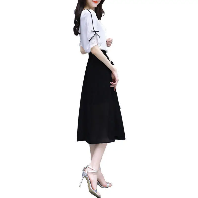 2026 Korean Style Women's White Black Two-Piece Suit Dress - Image 5