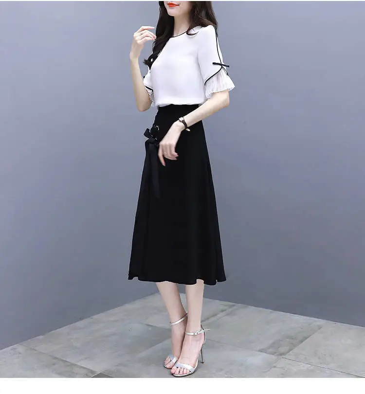 2026 Korean Style Women's White Black Two-Piece Suit Dress — feature 6