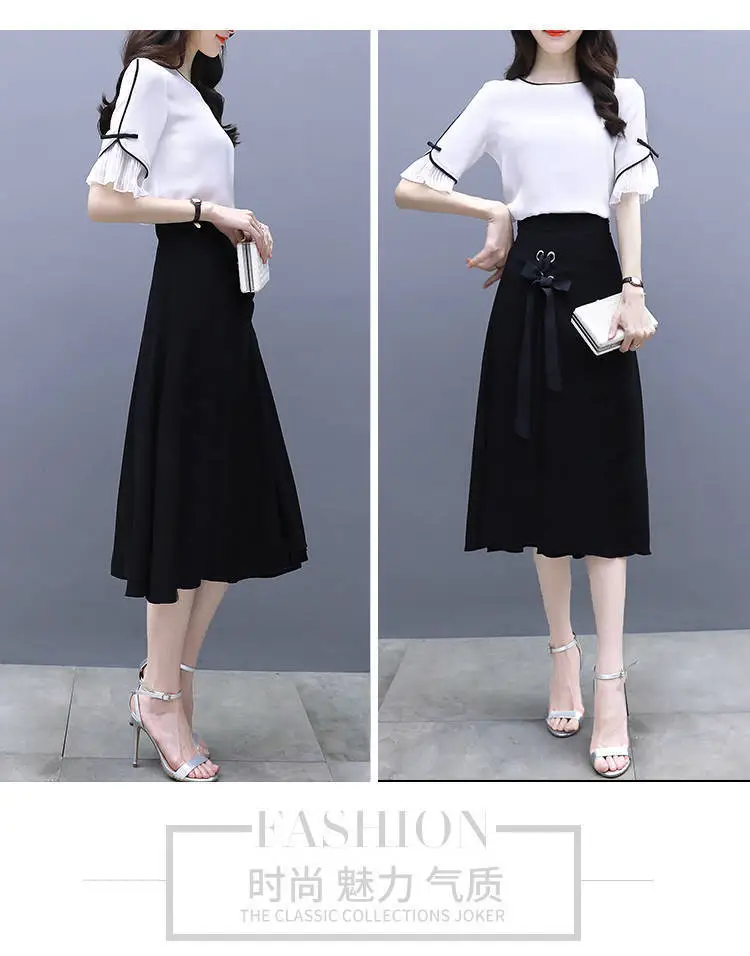 2026 Korean Style Women's White Black Two-Piece Suit Dress — feature 8