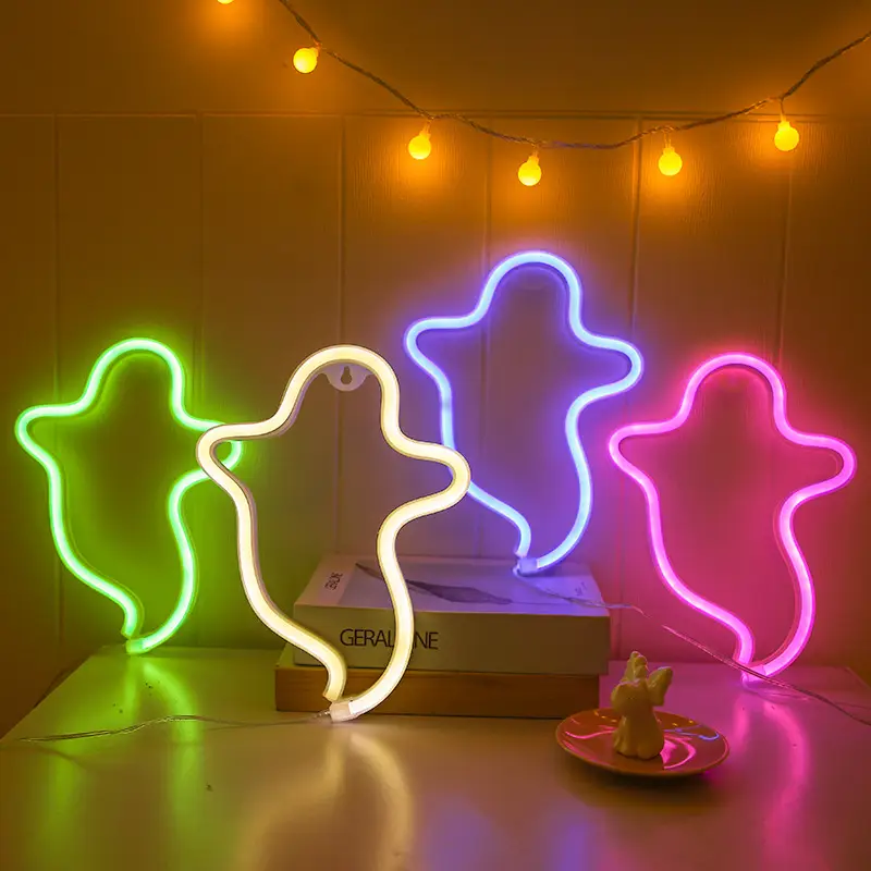 Halloween Ghost Neon USB Night Light Decor