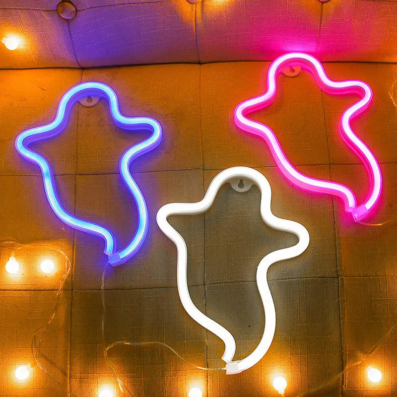 Halloween Ghost Neon USB Night Light Decor