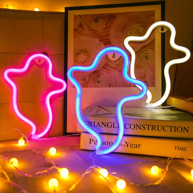 Halloween Ghost Neon USB Night Light Decor
