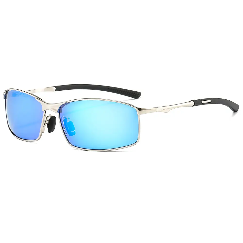Men Metal Polarized Sunglasses Blue Mirror - Image 9