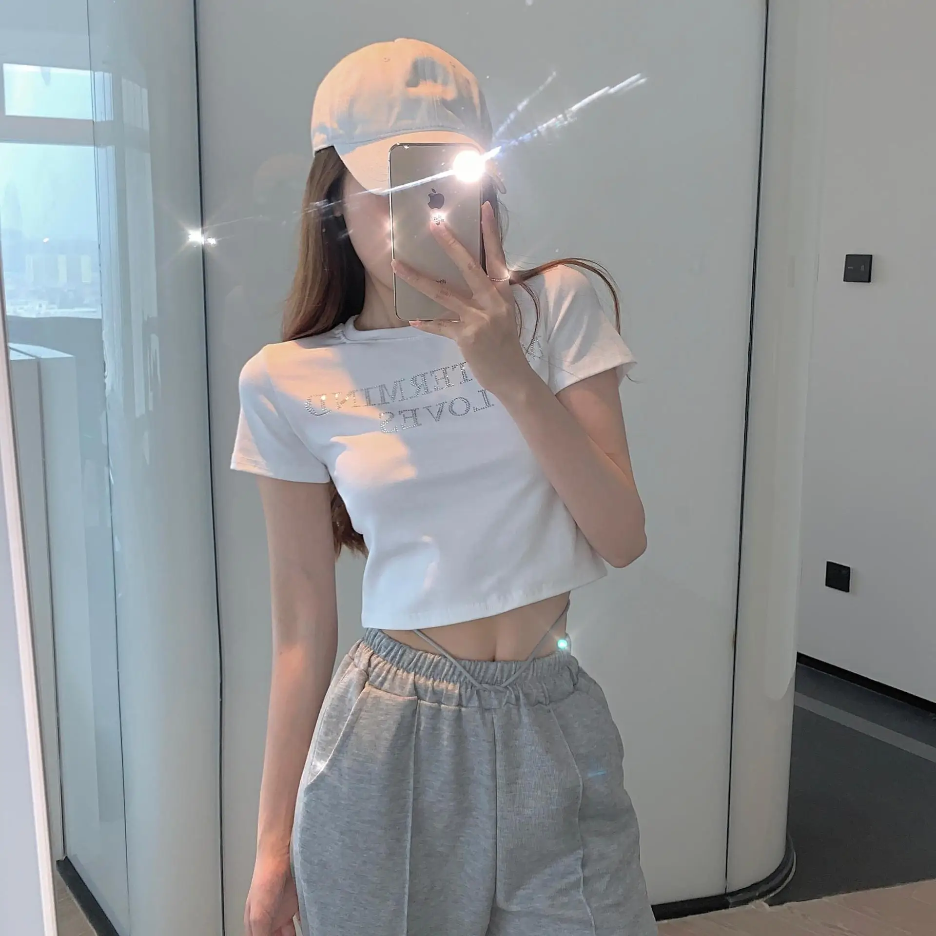 Women's White Mastermind Loves High Waist Short Top — feature 13
