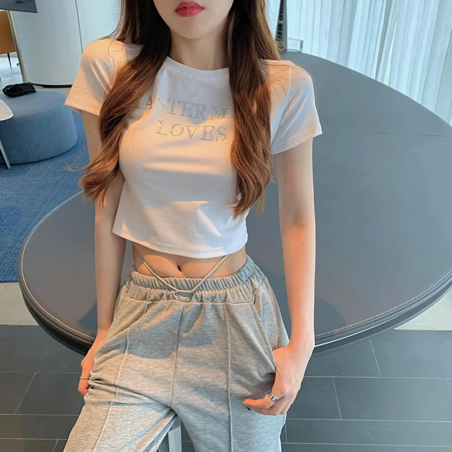 Women's White Mastermind Loves High Waist Short Top — feature 15