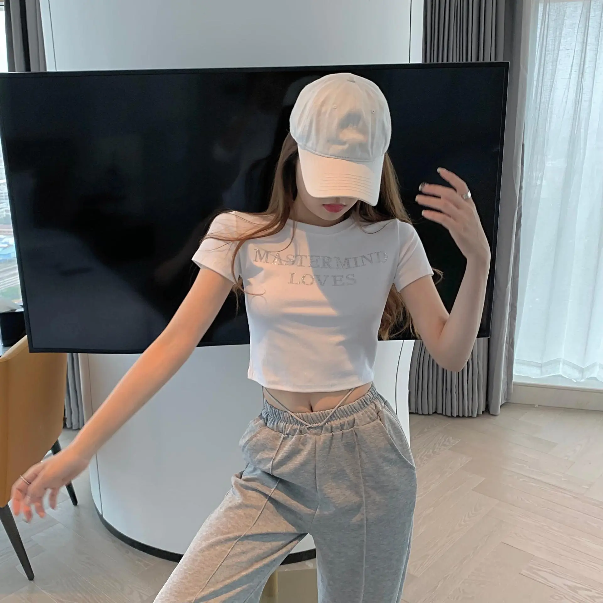 Women's White Mastermind Loves High Waist Short Top — feature 16