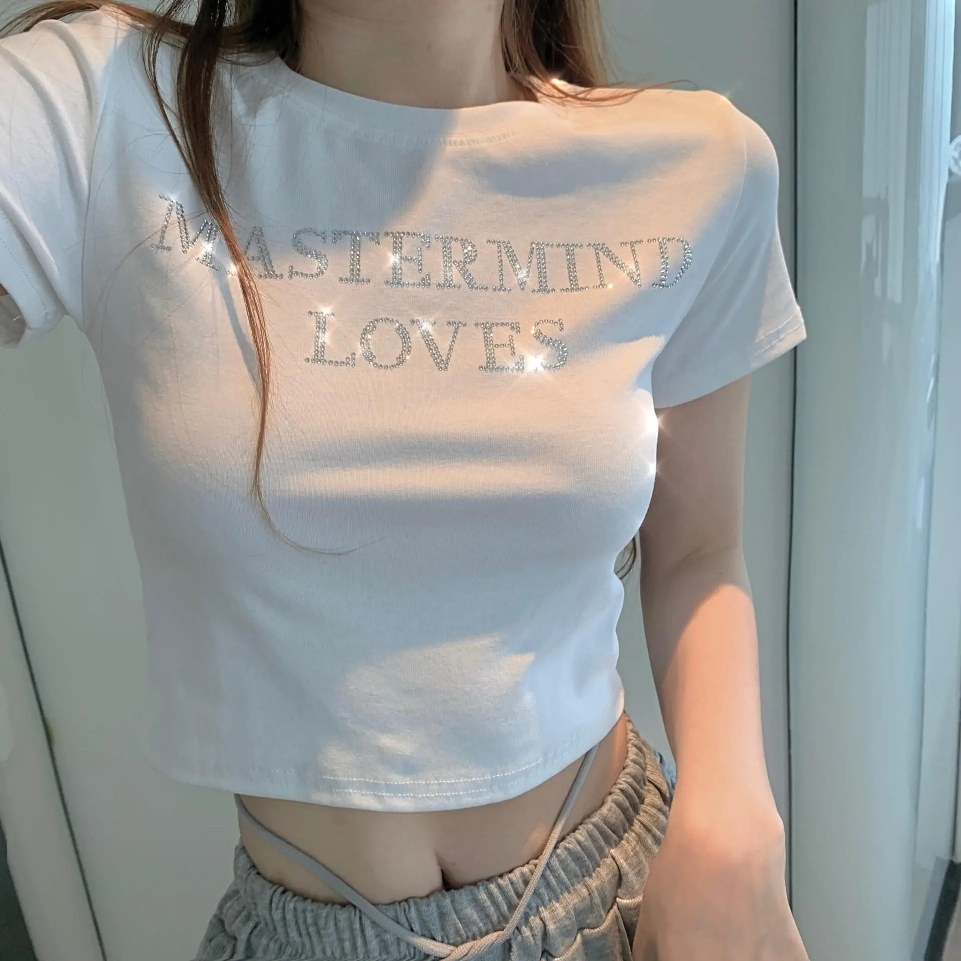 Women's White Mastermind Loves High Waist Short Top — feature 18
