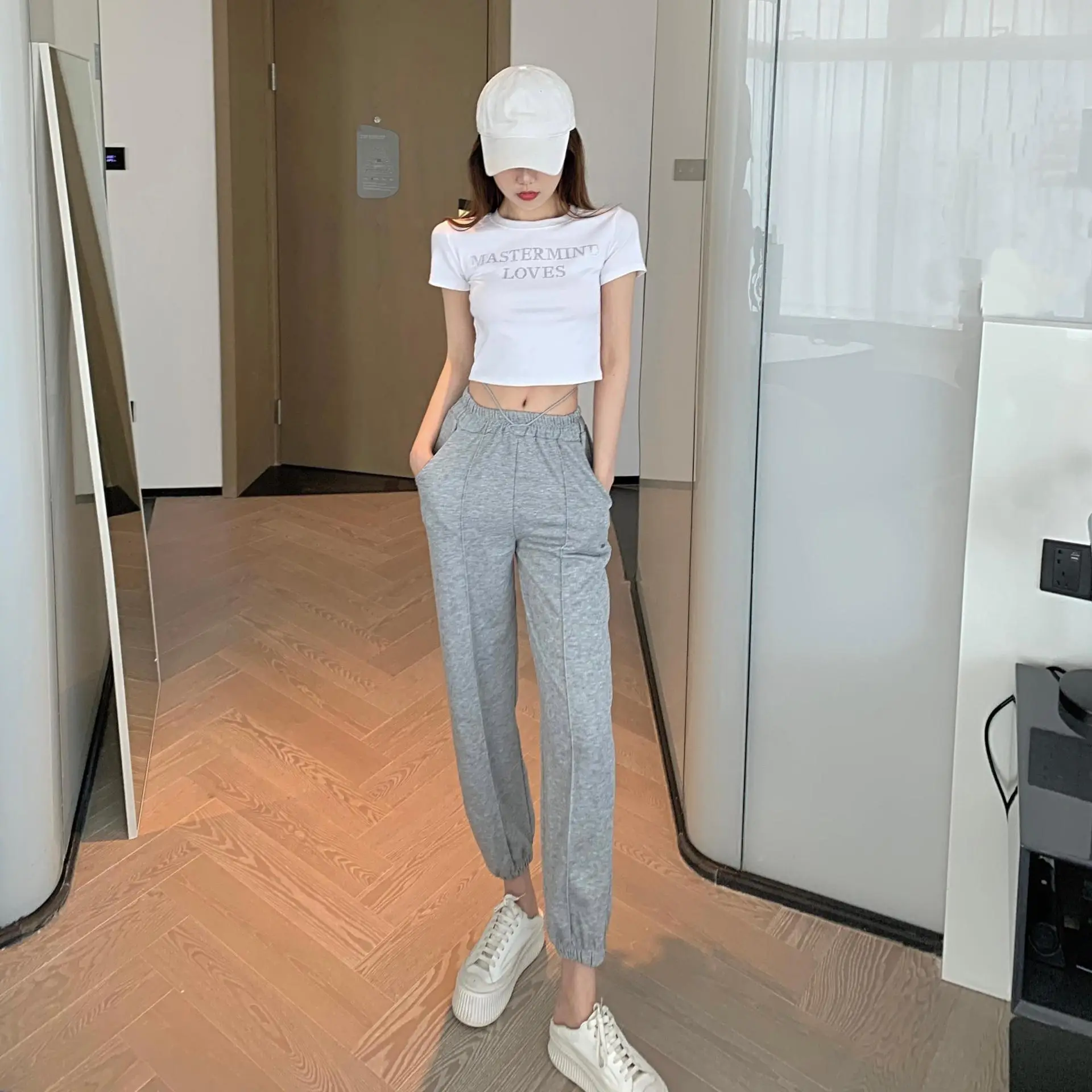 Women's White Mastermind Loves High Waist Short Top — feature 19