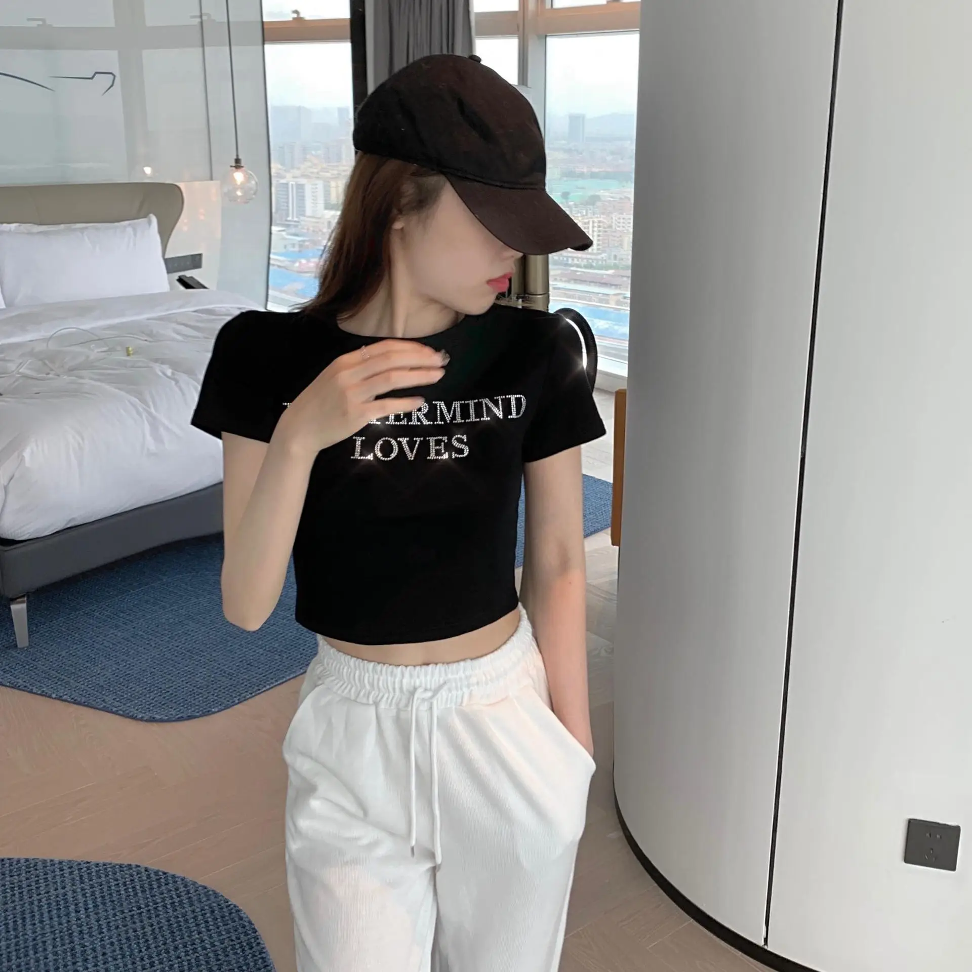 Women's White Mastermind Loves High Waist Short Top — feature 4