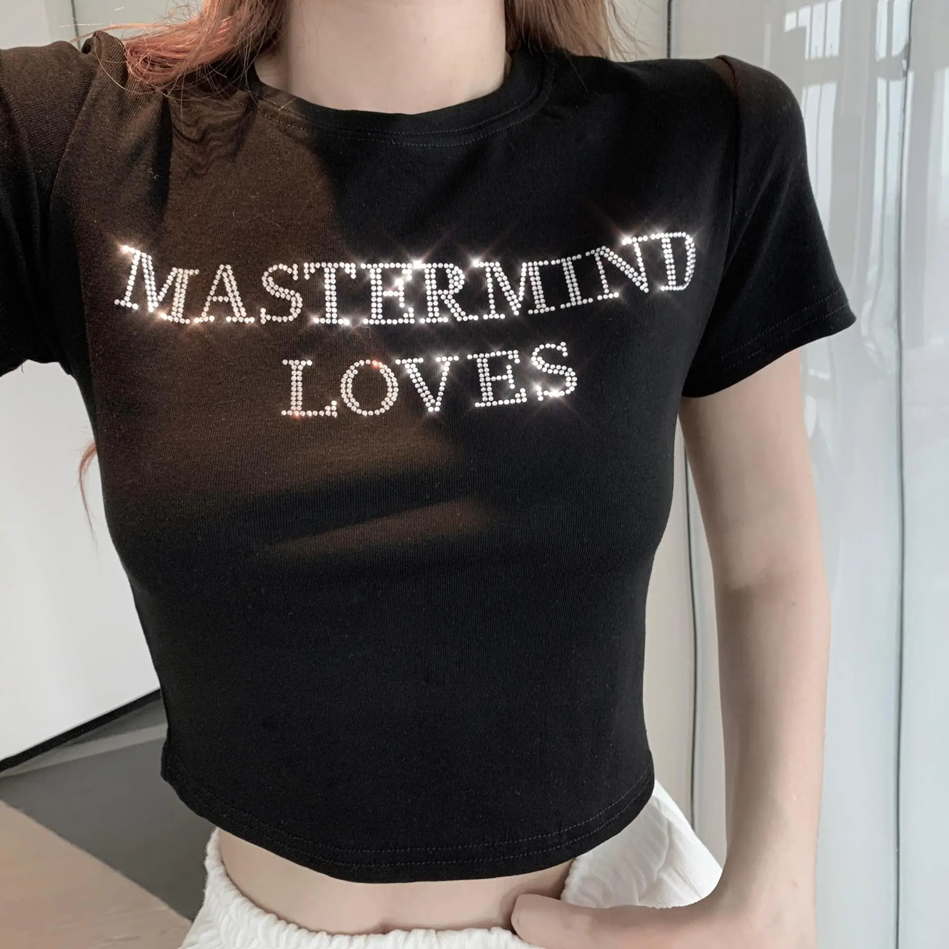 Women's White Mastermind Loves High Waist Short Top — feature 5