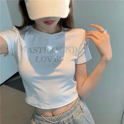 Women's White Mastermind Loves High Waist Short Top - Image 2