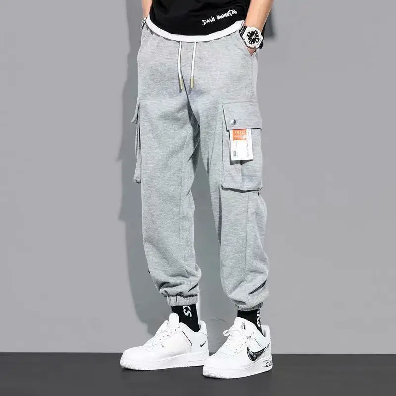 Men Spring Warm Thick Korean Casual Pants Black Grey