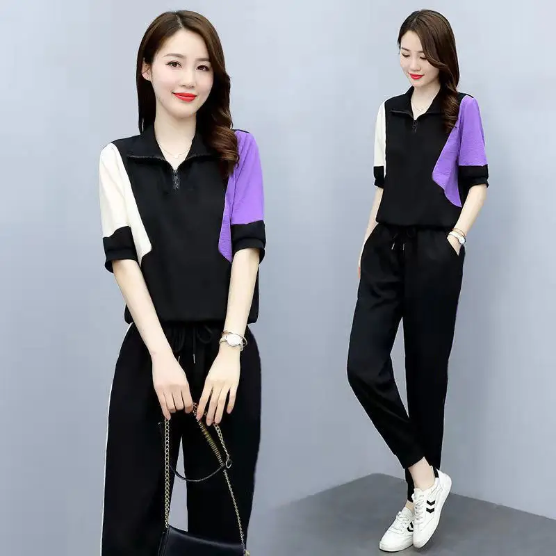 Women's Blue Yellow Polo Track Suit Summer 2024 - Image 5