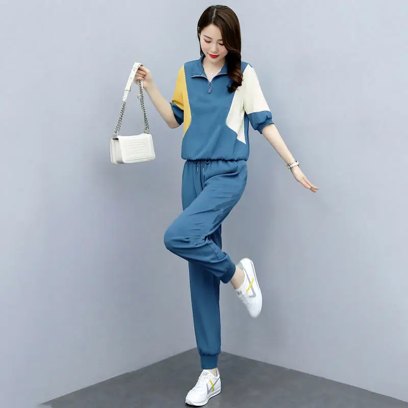 Women's Blue Yellow Polo Track Suit Summer 2024 - Image 7