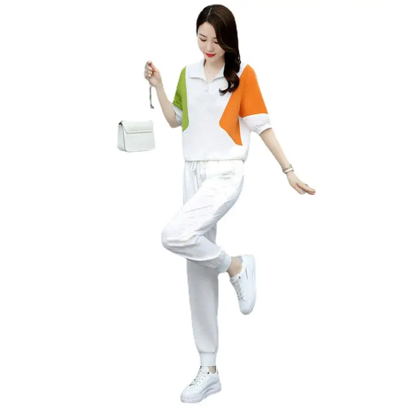 Women's Blue Yellow Polo Track Suit Summer 2024 - Image 8