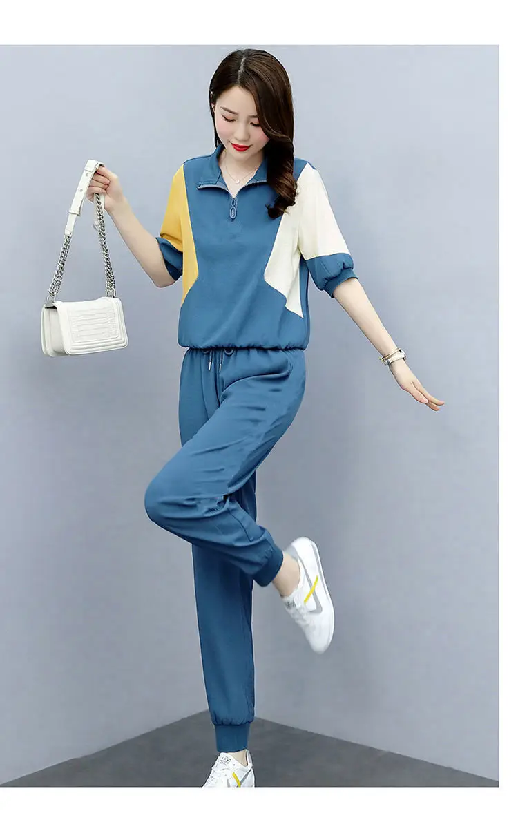 Women's Blue Yellow Polo Track Suit Summer 2024 — feature 14
