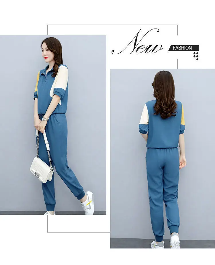 Women's Blue Yellow Polo Track Suit Summer 2024 — feature 16